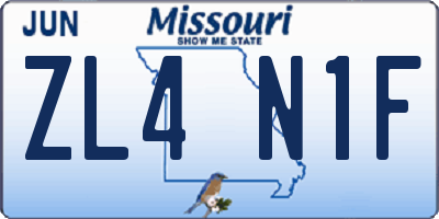 MO license plate ZL4N1F
