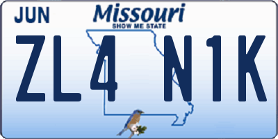 MO license plate ZL4N1K