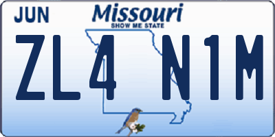 MO license plate ZL4N1M