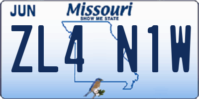 MO license plate ZL4N1W