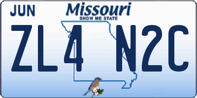 MO license plate ZL4N2C