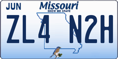 MO license plate ZL4N2H