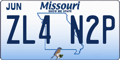 MO license plate ZL4N2P