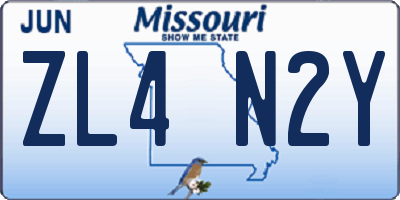 MO license plate ZL4N2Y