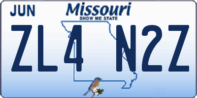 MO license plate ZL4N2Z