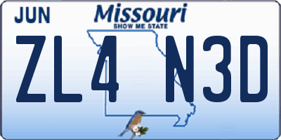 MO license plate ZL4N3D