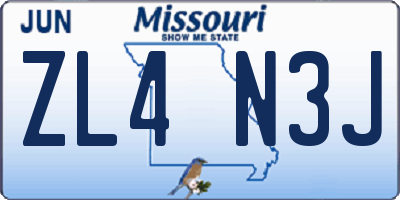 MO license plate ZL4N3J