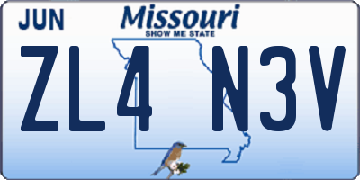 MO license plate ZL4N3V