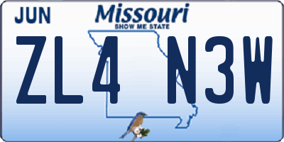 MO license plate ZL4N3W