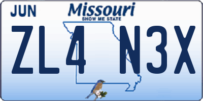 MO license plate ZL4N3X