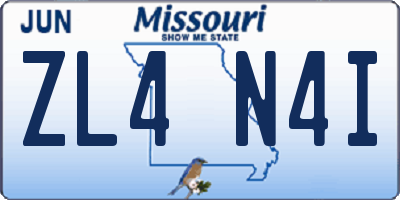 MO license plate ZL4N4I