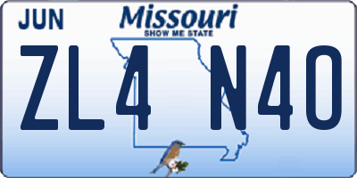 MO license plate ZL4N4O