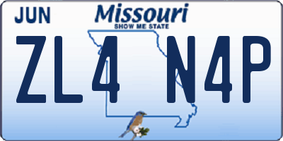 MO license plate ZL4N4P