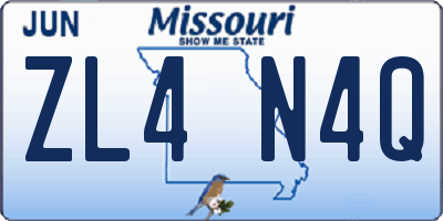 MO license plate ZL4N4Q