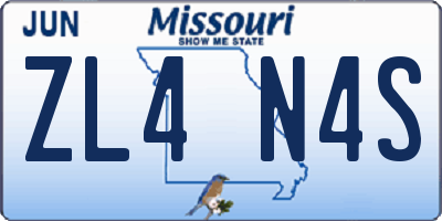 MO license plate ZL4N4S