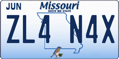 MO license plate ZL4N4X