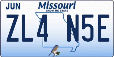 MO license plate ZL4N5E