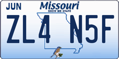 MO license plate ZL4N5F