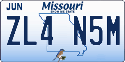 MO license plate ZL4N5M