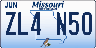 MO license plate ZL4N5O