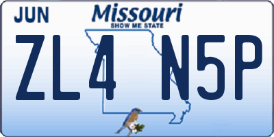 MO license plate ZL4N5P