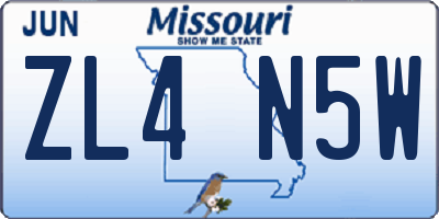 MO license plate ZL4N5W