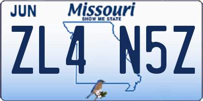 MO license plate ZL4N5Z