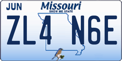 MO license plate ZL4N6E