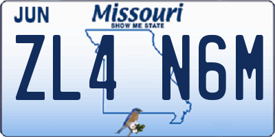 MO license plate ZL4N6M