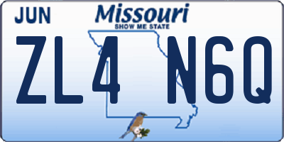 MO license plate ZL4N6Q