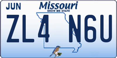 MO license plate ZL4N6U