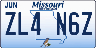 MO license plate ZL4N6Z