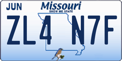 MO license plate ZL4N7F
