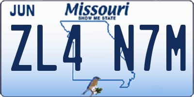 MO license plate ZL4N7M