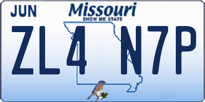 MO license plate ZL4N7P