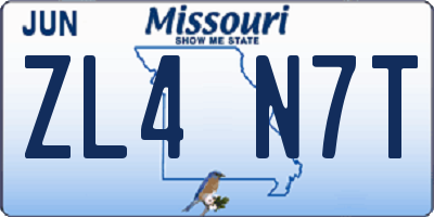 MO license plate ZL4N7T