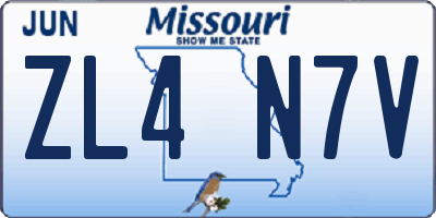 MO license plate ZL4N7V