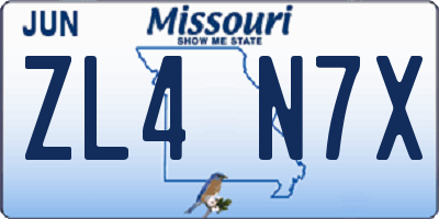MO license plate ZL4N7X
