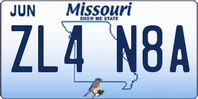MO license plate ZL4N8A