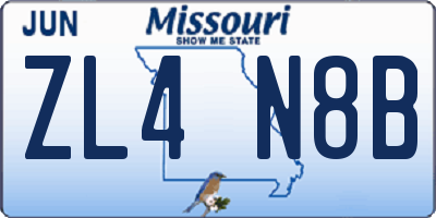 MO license plate ZL4N8B