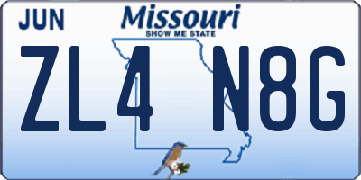 MO license plate ZL4N8G