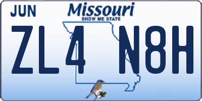 MO license plate ZL4N8H