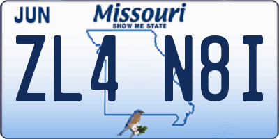 MO license plate ZL4N8I