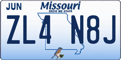 MO license plate ZL4N8J