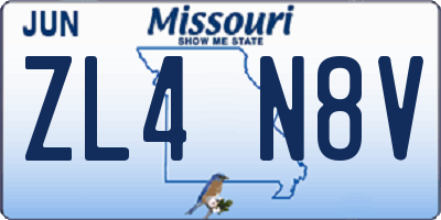 MO license plate ZL4N8V