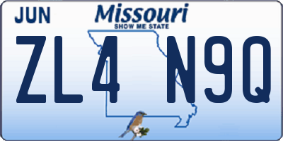 MO license plate ZL4N9Q