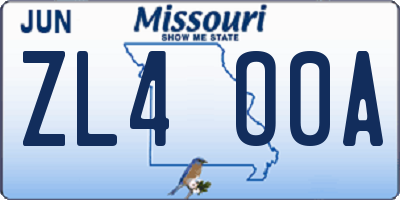 MO license plate ZL4O0A