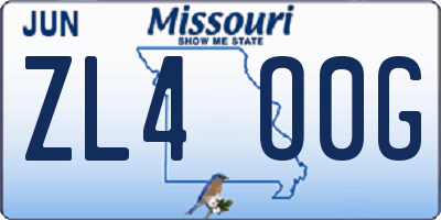 MO license plate ZL4O0G