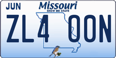 MO license plate ZL4O0N