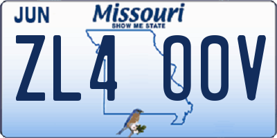 MO license plate ZL4O0V